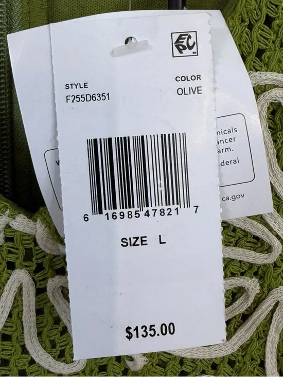 Adelyn Rae NWT Olive Green White Corded Floral Embroidery V Neck Dress Size L - Picture 6 of 8